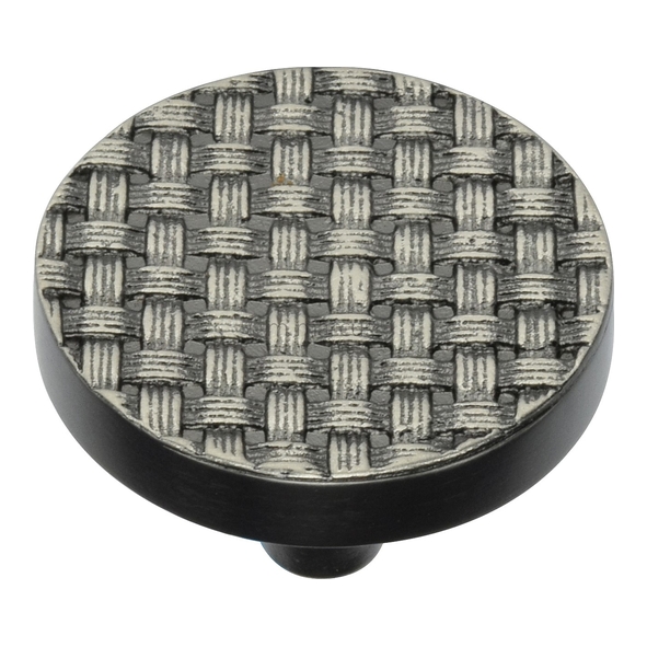 C3675 38-AN • 38 x 26mm • Aged Nickel • Heritage Brass Round Weave Cabinet Knob